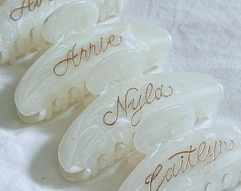 Personalized Hair Claw Clip, Hand Engraved Name, Bridesmaid Gift