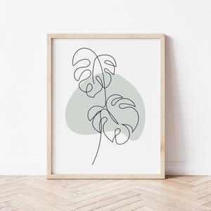 Minimalistische Monstera Blatt Illustration Kunstdruck Boho Botanisches Design (Digitaler Download)