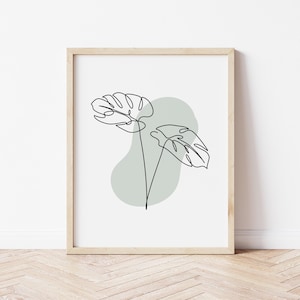 Minimalistische Monstera Blatt Illustration Kunstdruck Boho Botanisches Design (Digitaler Download)