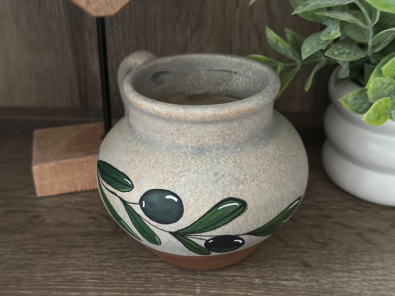 Ceramic Handpainted Olive Branch Vase, Olive Branch Decor, Palestinian Decor image 8