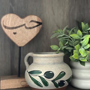 Ceramic Handpainted Olive Branch Vase, Olive Branch Decor, Palestinian Decor Small jug