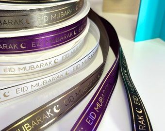 Eid Mubarak Satin Ribbon, Gift Packaging Ribbon, Ramadan Ribbon