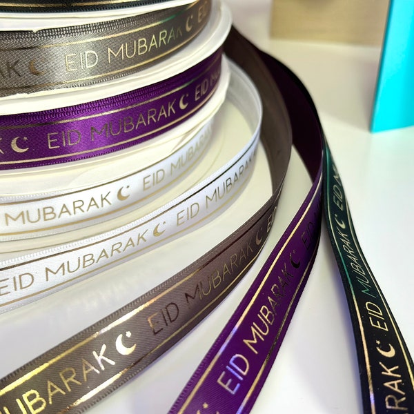 Eid Mubarak Satin Ribbon, Gift Packaging Ribbon, Ramadan Ribbon