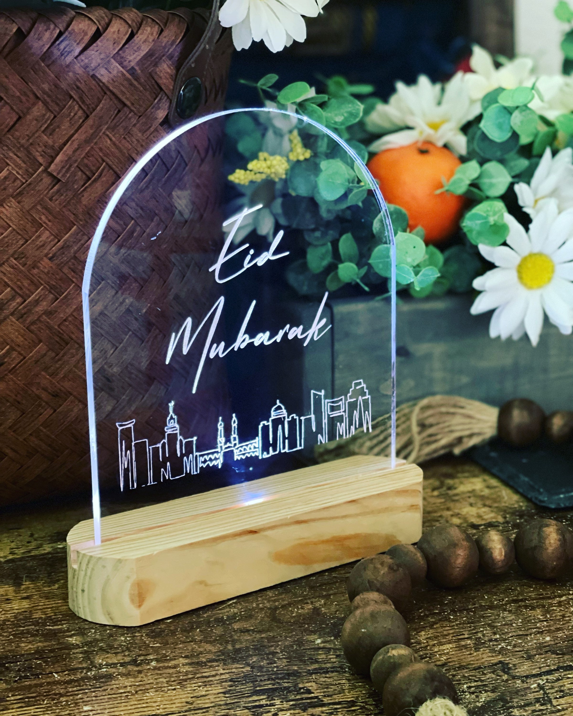 Acrylique Eid Mubarak Table Décoration LED Ramadan Lampe de