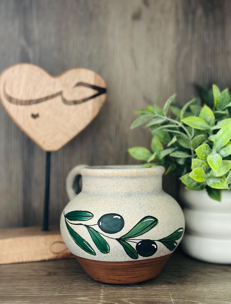 Ceramic Handpainted Olive Branch Vase, Olive Branch Decor, Palestinian Decor image 7