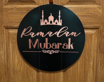Ramadan Mubarak door sign, Ramadan Decor, Personalized sign, Door decor, Eid Decor