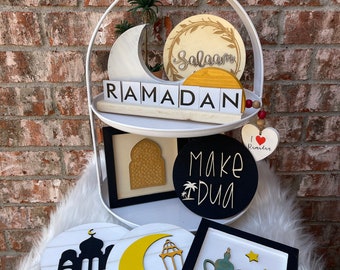 Islamic Tiered Tray Decor, Ramadan Decoration, Eid Decor