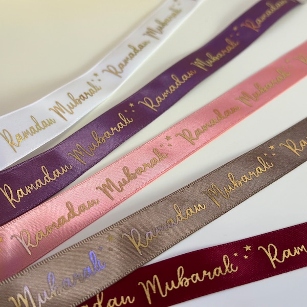 Ramadan Mubarak Satin Ribbon, Gift Packaging Ribbon, Ramadan Ribbon