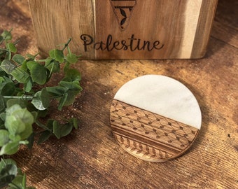 Keffiyeh Wooden Coasters, Custom engraved coasters, Kuffiyah Coasters, Palestine, Islamic Gift