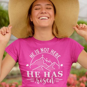 He Is Not Here He Has Risen Shirt | Christian Easter T-Shirt | Resurrection Sunday Tee | Stylish Jesus Top | Faith Based Fashion image 2