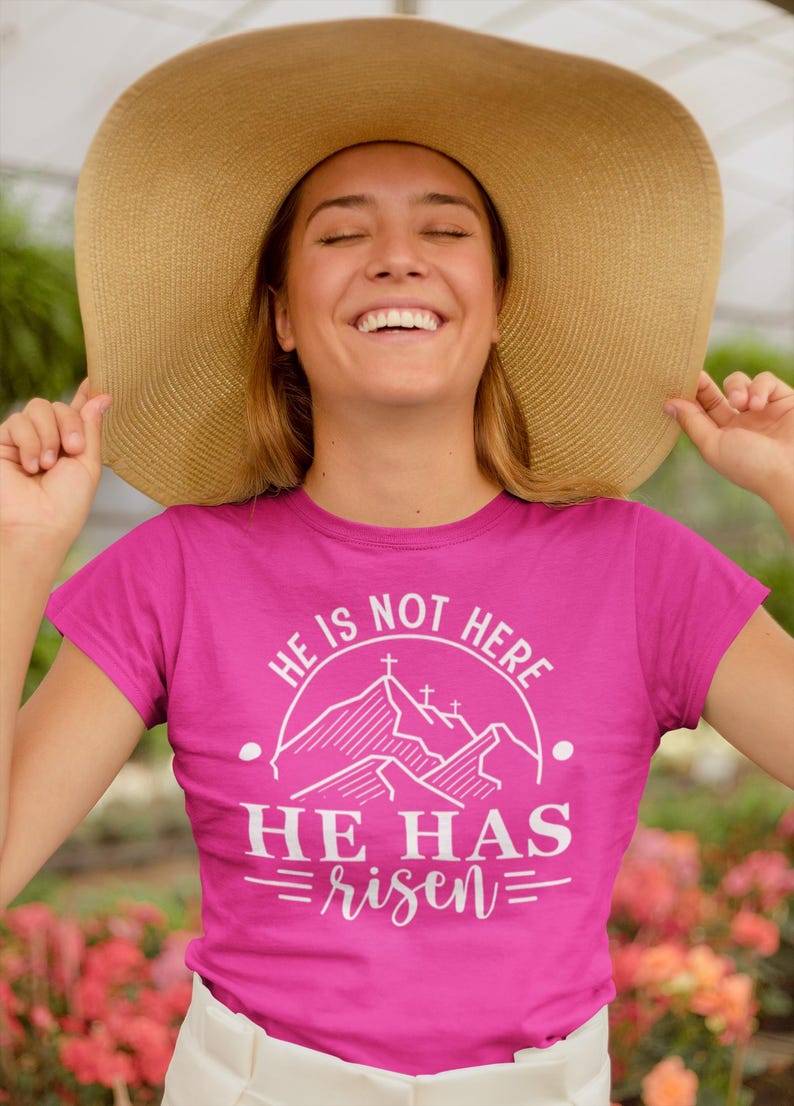 He Is Not Here He Has Risen Shirt | Christian Easter T-Shirt | Resurrection Sunday Tee | Stylish Jesus Top | Faith Based Fashion image 2