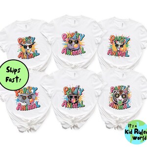 Party Animal Birthday Shirts, Kids Zoo Animals Birthday T-Shirt, Matching Bday Tees, Animal Theme Party Tshirts, Safari Birthday Petting Zoo