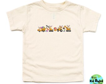 Boys Easter Shirt, Construction Vehicle Shirt, Easter shirt for Toddler Boy, Easter Egg TShirt, Cute Boys Shirt, Kids Easter Sunday shirt