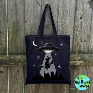 Kids UFO Witch Trick or Treat Bag, Spooky Halloween Tote Bags for Girls, Halloween Candy Bag for Boys, Halloween Boo Baskets, Kids Bag