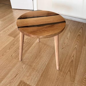 Handmade Walnut and Smoke Epoxy Side Table, Coffee Table