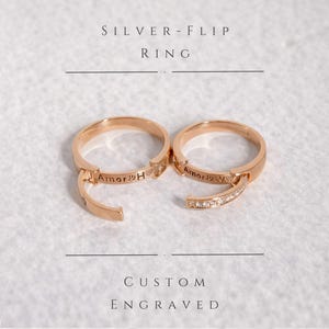 Anpassad graverad S925 guldpläterad silverflipring set parringar minimalistiska matchande smycken