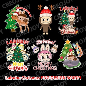 PNG 300dpi Labubu Christmas Bundle Digitital Downloads, Labubu Monster Bundle, Labubu Lover Bundle, Merry Christmas Labubu Bundle