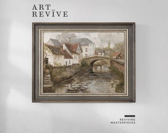 European Village Painting | PRINTABLE | Rural Scenery | Country Cottage Decor | Digital DOWNLOAD | Art Revive_LS022