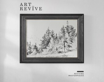 Pine Trees Drawing | PRINTABLE | Forest Sketch | Nature Artwork | Digital DOWNLOAD | Art Revive_SK055