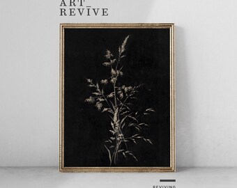 Gras Spike Druck | Digitaler DOWNLOAD | Herbstlaub Kunstwerk | Dark Academia | Kunst Beleben A_019