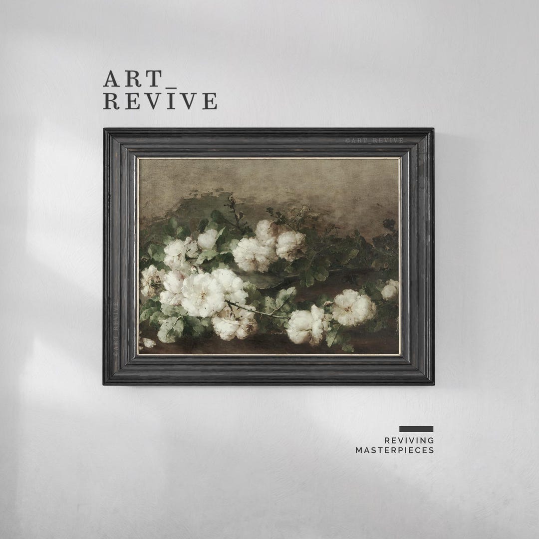 White Roses Artwork | PRINTABLE | Floral Still Life | Antique Oil ...