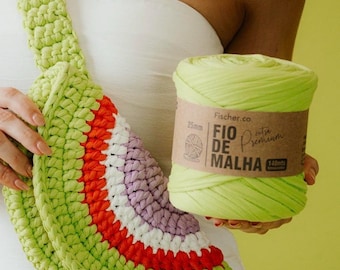 Premium Brazilian T-Shirt Yarn 140m | 25mm Fabric Yarn for Crochet Bags, Baskets & Home Decor | Original Fischer Yarn | Ships from USA