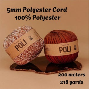 5mm Polyester Cord, Ideal for Crochet, Macramé, Durable, Strong, Cordón de 5 mm para tejer,Hilo para  Crochet, macramé, duradero fuerte DIY