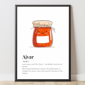 Ajvar Definition Poster | Funny Balkan Food Print | Minimalist Wall Art | Kitchen Poster Bosnia Serbia Croatia