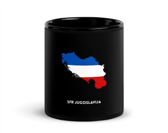 Yugoslavia Mug – Yugoslavian Outline Ceramic Cup with White Text – Perfect Gift for Yugoslavians & Balkan Diaspora Hrvatska Bosna Srbija
