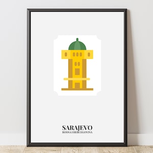 Poster „Sarajevo“ – Balkan City Wall Art | Sebilj Bascarsija Art | Bosnien Serbien Kroatien