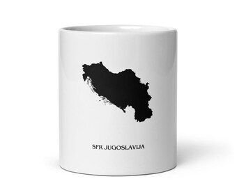Yugoslavia Mug – Yugoslavian Outline Ceramic Cup – Perfect Gift for Yugoslavians & Balkan Diaspora Hrvatska Srbija Bosna