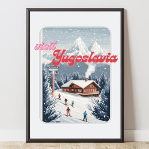 Visit Yugoslavia Map Poster | Minimalist Balkan Wall Art | Bosnia Serbia Croatia