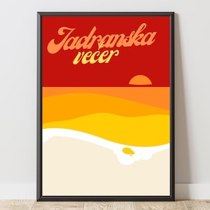 Poster “Jadranska večer” | Balkan Retro Wall Art | Summer Decor Print | Yugoslavia Gift | Bosnia Croatia Serbia Art