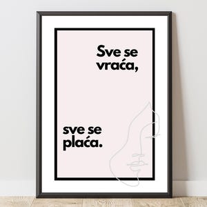 Poster „Sve se vraća, sve se plaća“ – Balkan Quote Wall Art | Yugoslavia Decor | Gift Bosnia Serbia Croatia