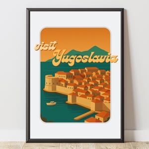 Visit Yugoslavia Map Poster | Minimalist Balkan Wall Art | Bosnia Serbia Croatia