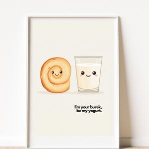 Burek and Yogurt Poster | Funny Balkan Food Art | Minimalist Kitchen Decor | Wall Decor Poster Bosnia Serbia Croatia