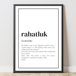 Poster „rahatluk“ – Balkan Quote Wall Art | Yugoslavia Decor | Gift Bosnia Serbia Croatia