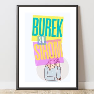 Poster &quot;Burek Sa Sirom&quot;  | Minimalist Balkan Design | Kitchen & Living Room Decor Bosnia Croatia Serbia
