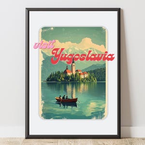 Visit Yugoslavia Map Poster | Minimalist Balkan Wall Art | Bosnia Serbia Croatia