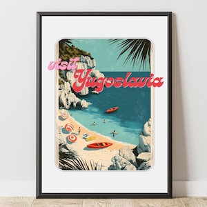 Visit Yugoslavia Map Poster | Minimalist Balkan Wall Art | Bosnia Serbia Croatia