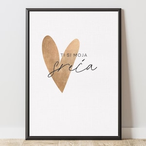 Poster "Ti si moja sreća" – Balkan Love Quote Poster | Wall Art | Gift for Her or Him | Bosnia Croatia Serbia