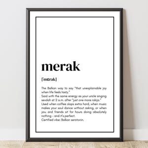 Poster „merak“ – Balkan Quote Wall Art | Yugoslavia Decor | Gift Bosnia Serbia Croatia