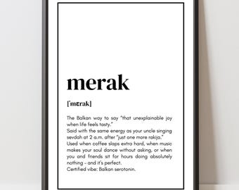 Poster „merak“ – Balkan Quote Wall Art | Yugoslavia Decor | Gift Bosnia Serbia Croatia