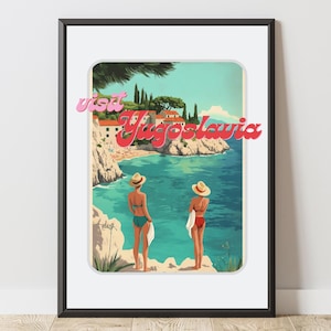 Visit Yugoslavia Map Poster | Minimalist Balkan Wall Art | Bosnia Serbia Croatia