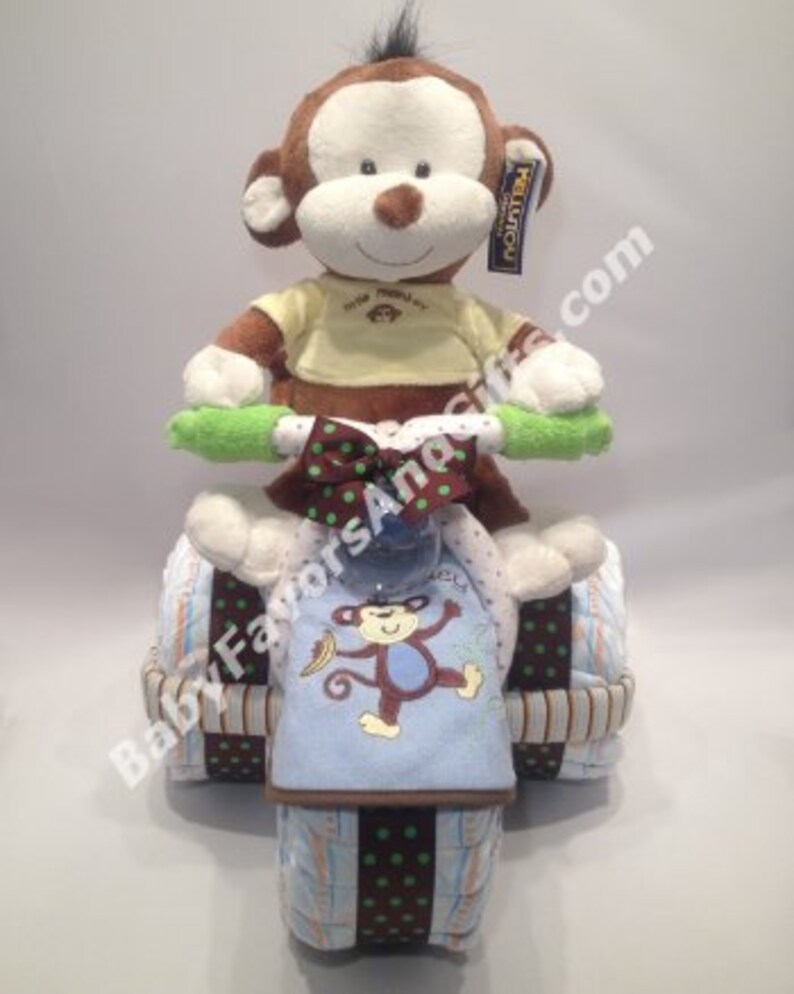 Tricycle Diaper Cake with Toy - Great gift or centerpiece for Baby Shower image 3