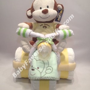 Tricycle Diaper Cake with Toy - Great gift or centerpiece for Baby Shower image 1