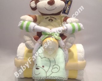 Tricycle Diaper Cake with Toy - Great gift or centerpiece for Baby Shower