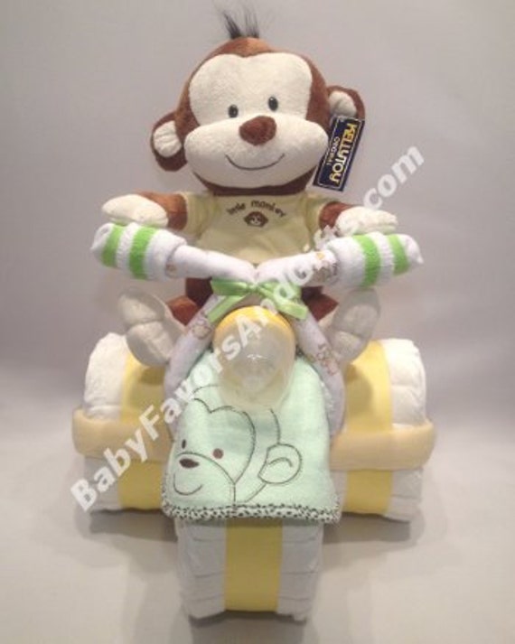 Tricycle Diaper Cake with Toy - Great gift or centerpiece for Baby Shower