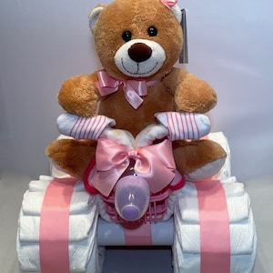 4 Wheeler Diaper Cake in many  colors - great gift for Baby Shower