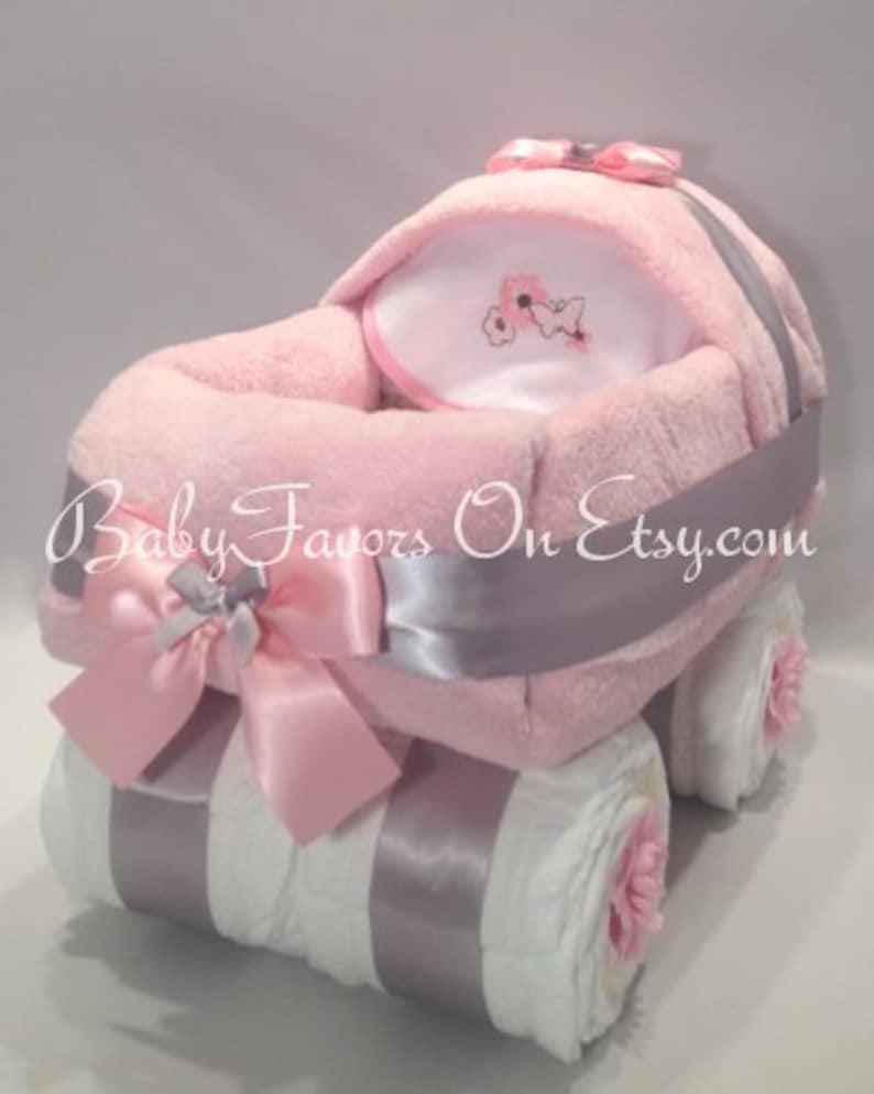 Baby Carriage Diaper Cake in Many Colors Gift or Centerpiece for Baby